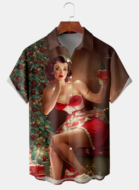 Men's Christmas Funny Graphic Short Sleeve Hawaiian Shirt